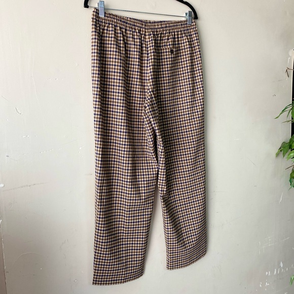 J. Crew 10P Italian Stretch Wool Pull On Trousers Navy Brown Check Tollegno 1900 - Picture 5 of 14